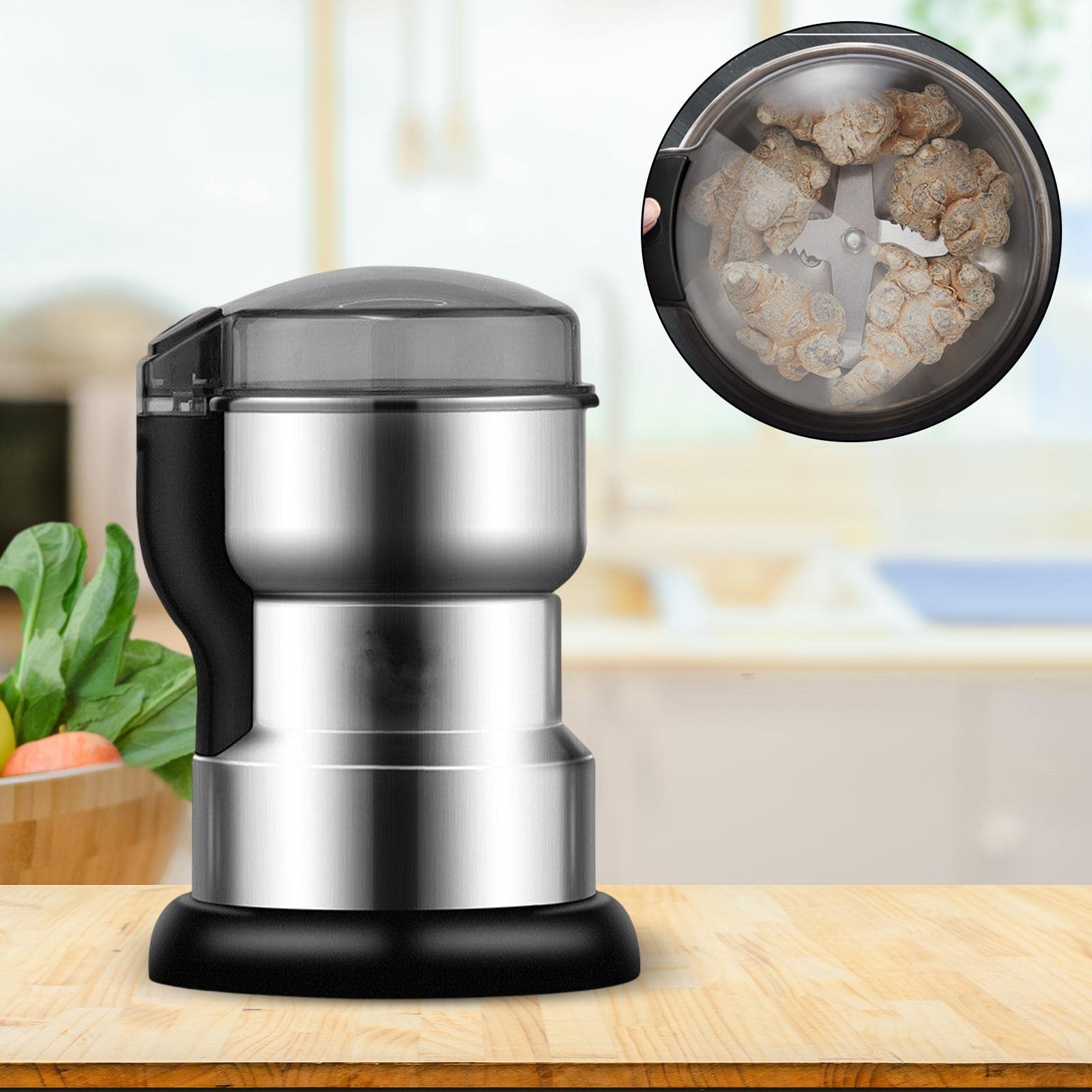 Fenteer Mahlen von Kaffeebohnen, elektrische Schleifmaschine aus Edelstahl 400 W, Multifunktions-Smash-Maschine für Erdnüsse, Gross