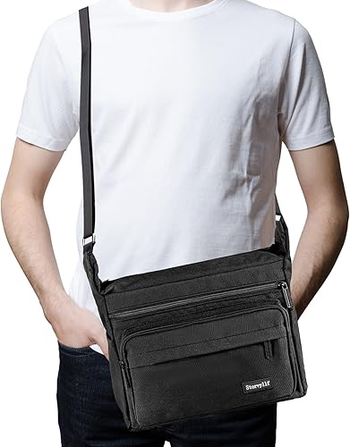 Miniatura 9 de Bolsa de mensajero para hombre, pequeña bolsa cruzada de lona para adolescentes, bolso escolar para mujer, bolso de hombro de viaje