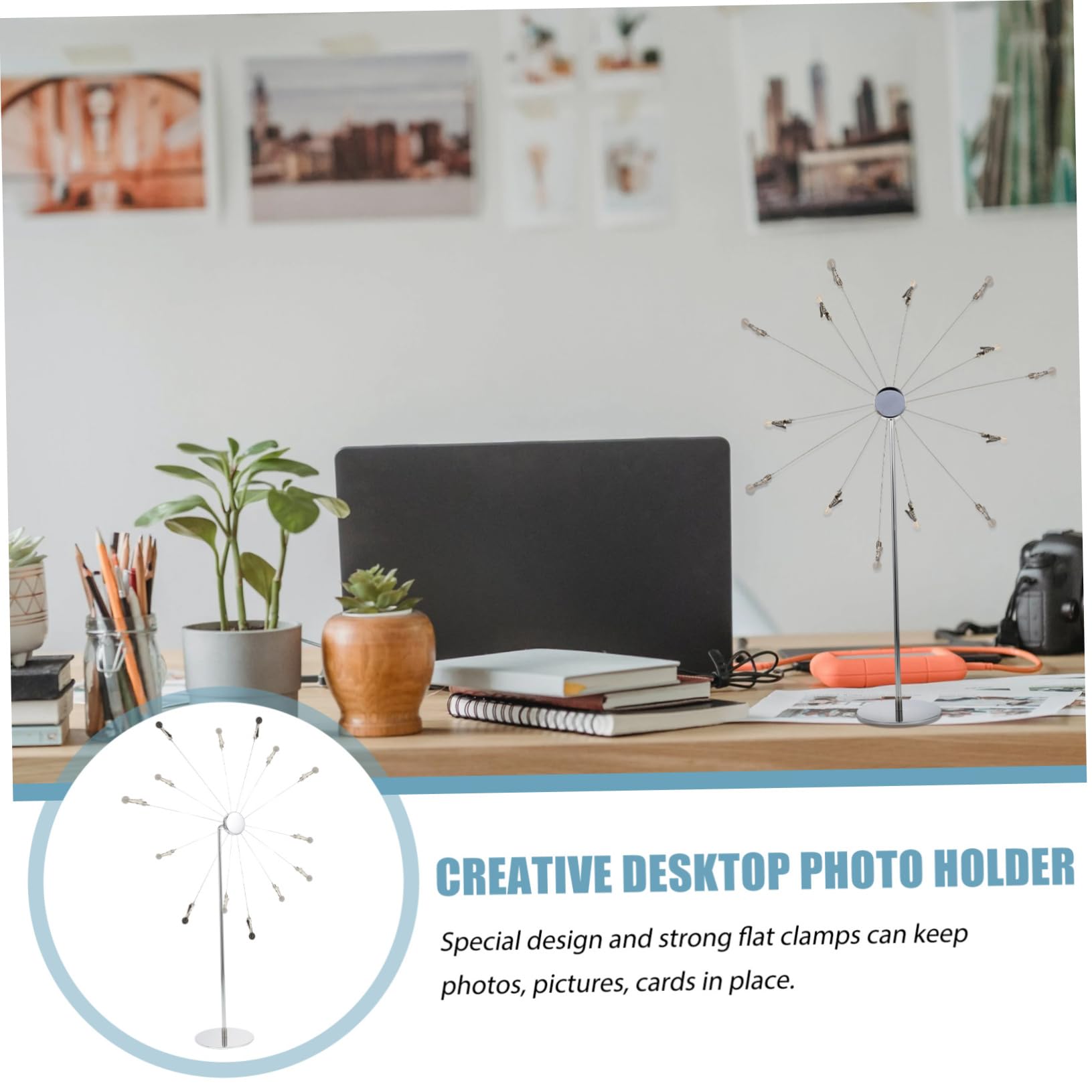 Sky Wheel Support photo créatif avec clips durable décoration bureau Argenté
