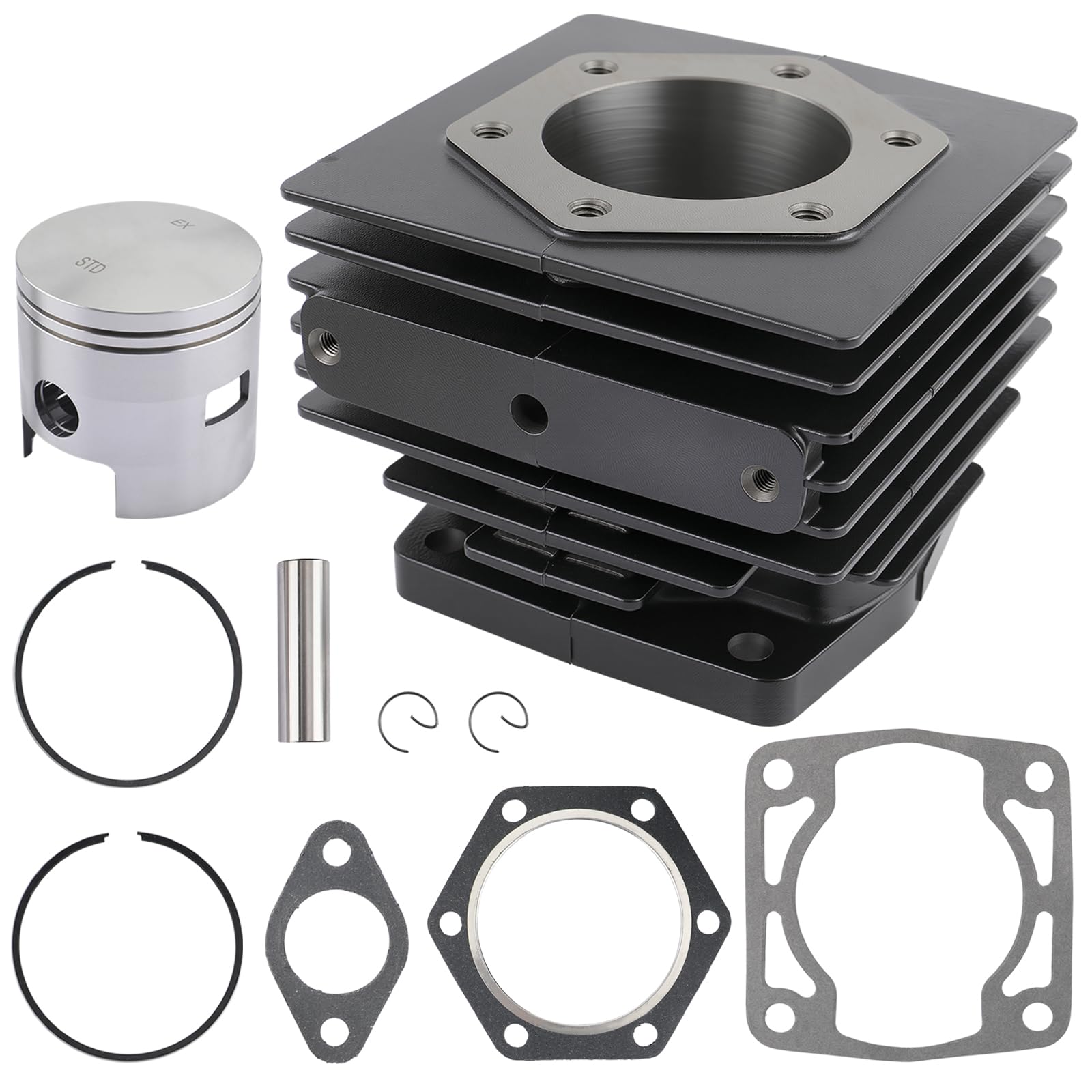 AUTOKAY 14532-G1 Top End Rebuild Kit Cylinder & Piston Fits for EZGO 2 Cycle Gas Golf Cart 1976-1988