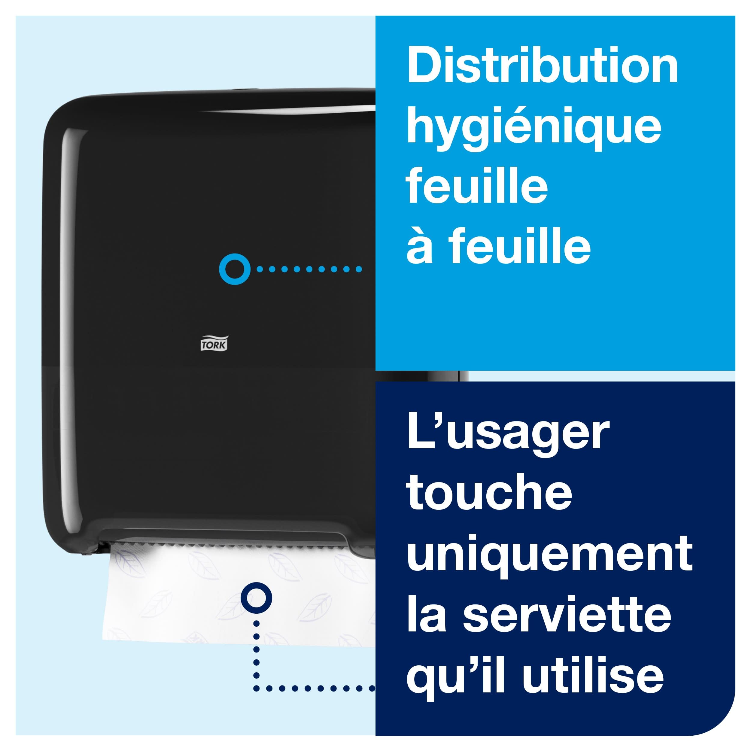 Tork Matic, Distributeur murale pour rouleau d'essuie-mains noir H1, distribution feuille à feuille, gamme Elevation, 551008