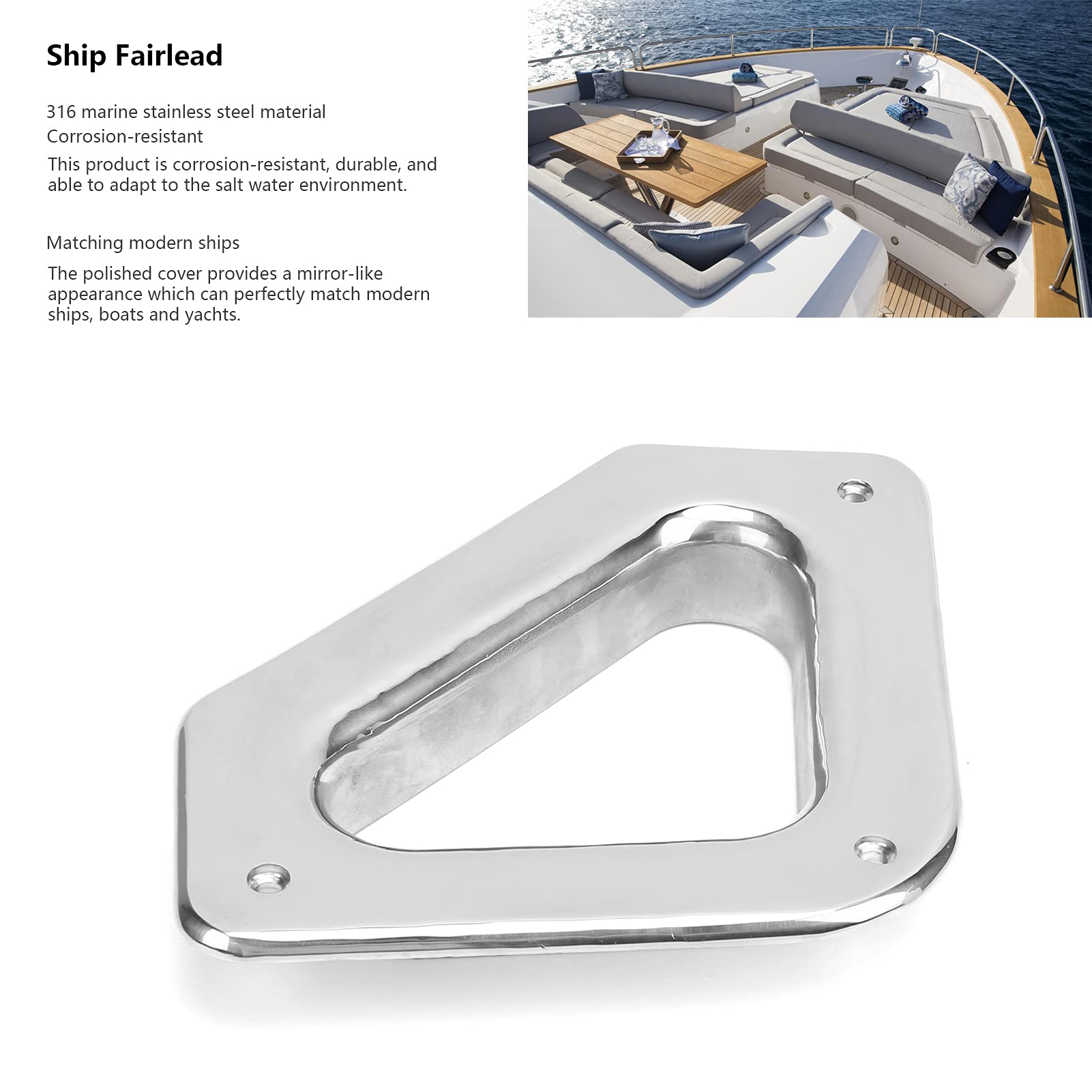Foro per passacavo per Nave in Acciaio Inossidabile per Yacht, Accessorio Hardware per passacavo Marino, Foro di ormeggio Triangolare con Copertura Lucida, Hawse Anti-Barca per
