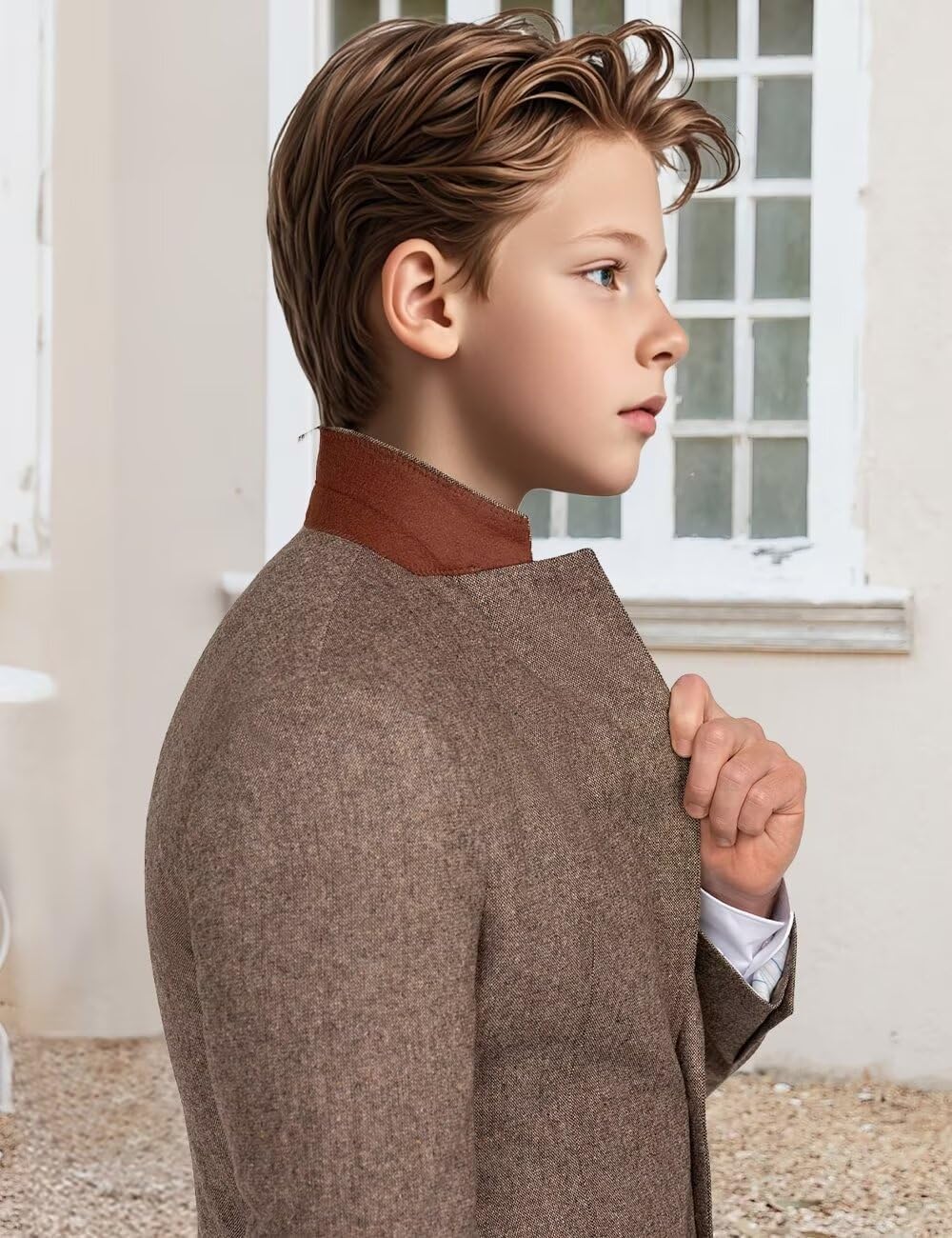 Boys Tweed Suits 3 Piece Slim Fit Formal Set for Kids Prom Wedding Outfits Tuxedo Blazer Jacket Vest Pants Homecoming