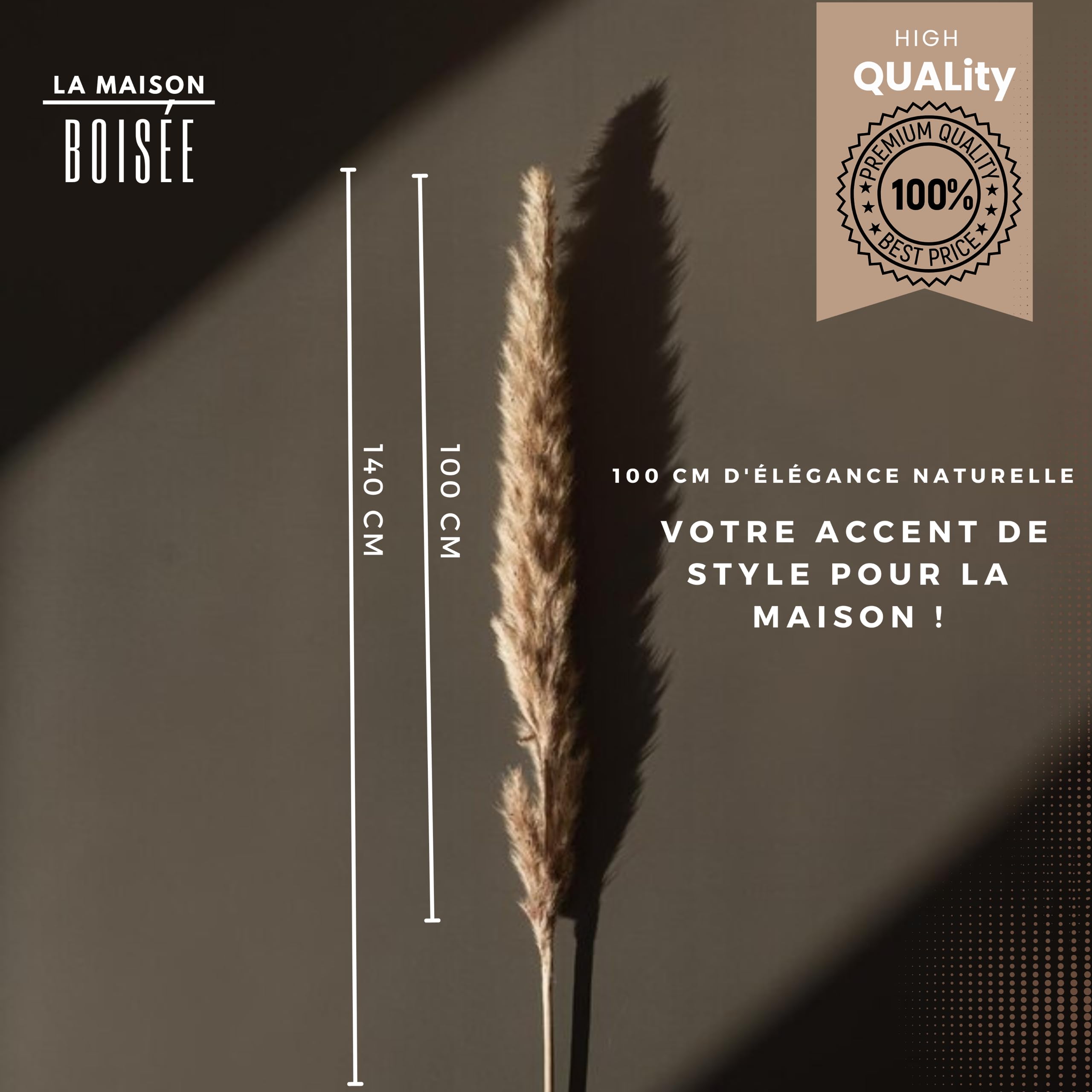 Lot de 4 Grand Pampas Séchées Décoration, 100cm d'herbe de la Pampa XXL Bouquet de Fleurs Séchées, Décoration Boho pour Mariage Salon Chambre à Coucher