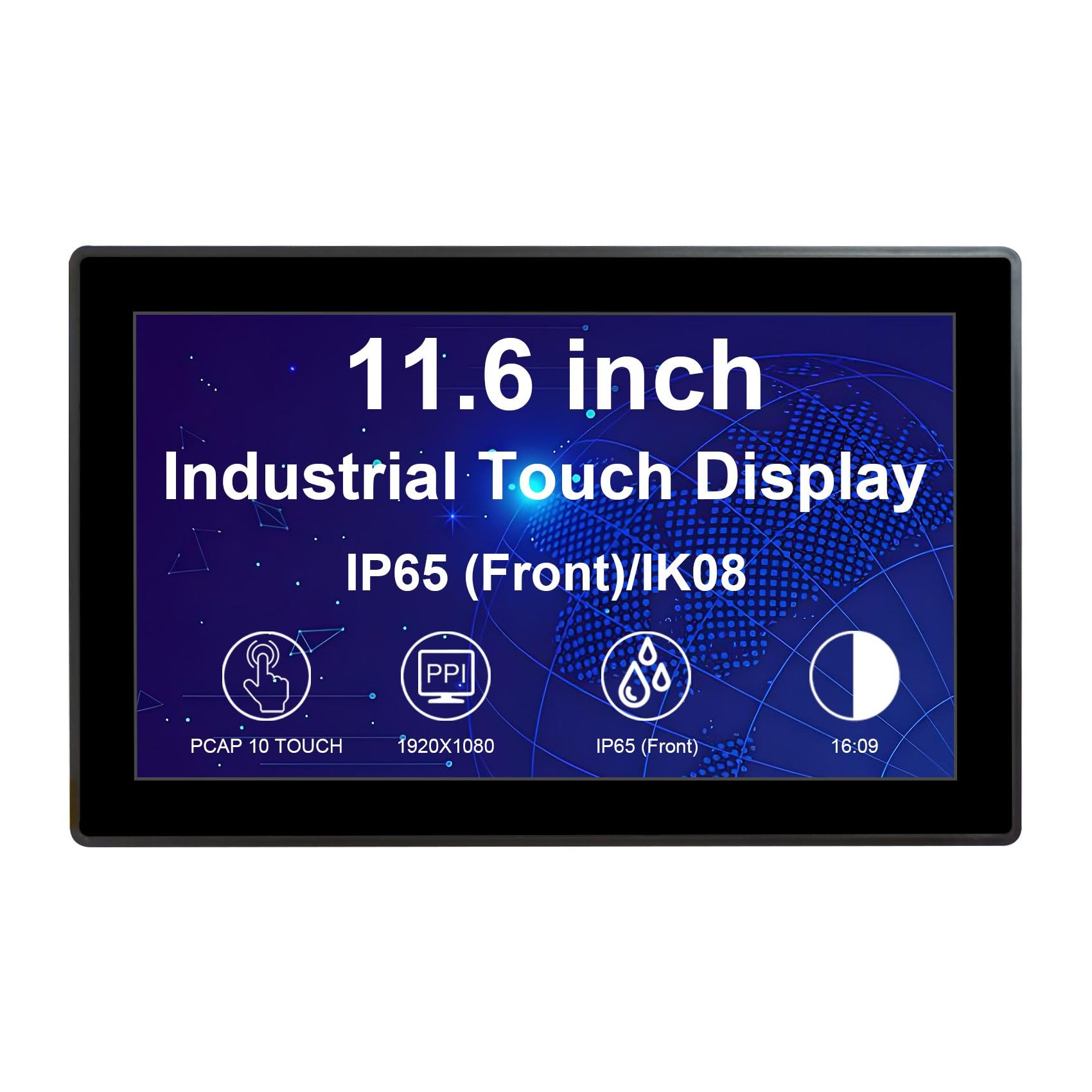 VSDISPLAY 11.6'' Industrial Touch Monitor 1920x1080 IP65 Front Waterproof