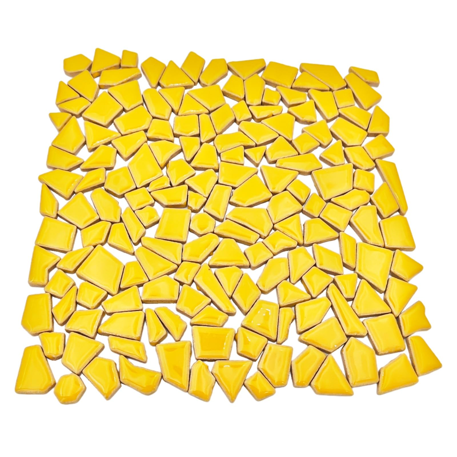 200g Irregular Ceramic Mosaic Tiles for Crafts, 0.5X 2 cm Small Mosaic Pieces Stones for DIY Mosaic Making & Wall Decor (Yellow)