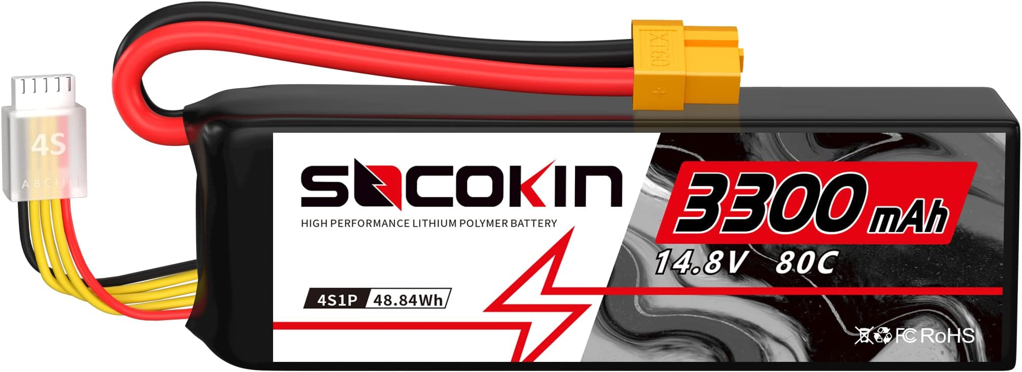 4S 3300mAh Lipo Battery 14.8V 80C Lipo Battery with XT60 Connector Soft Case for RC Airplane RC Helicopter RC Car RC Truck RC Boat UAV Drone FPV