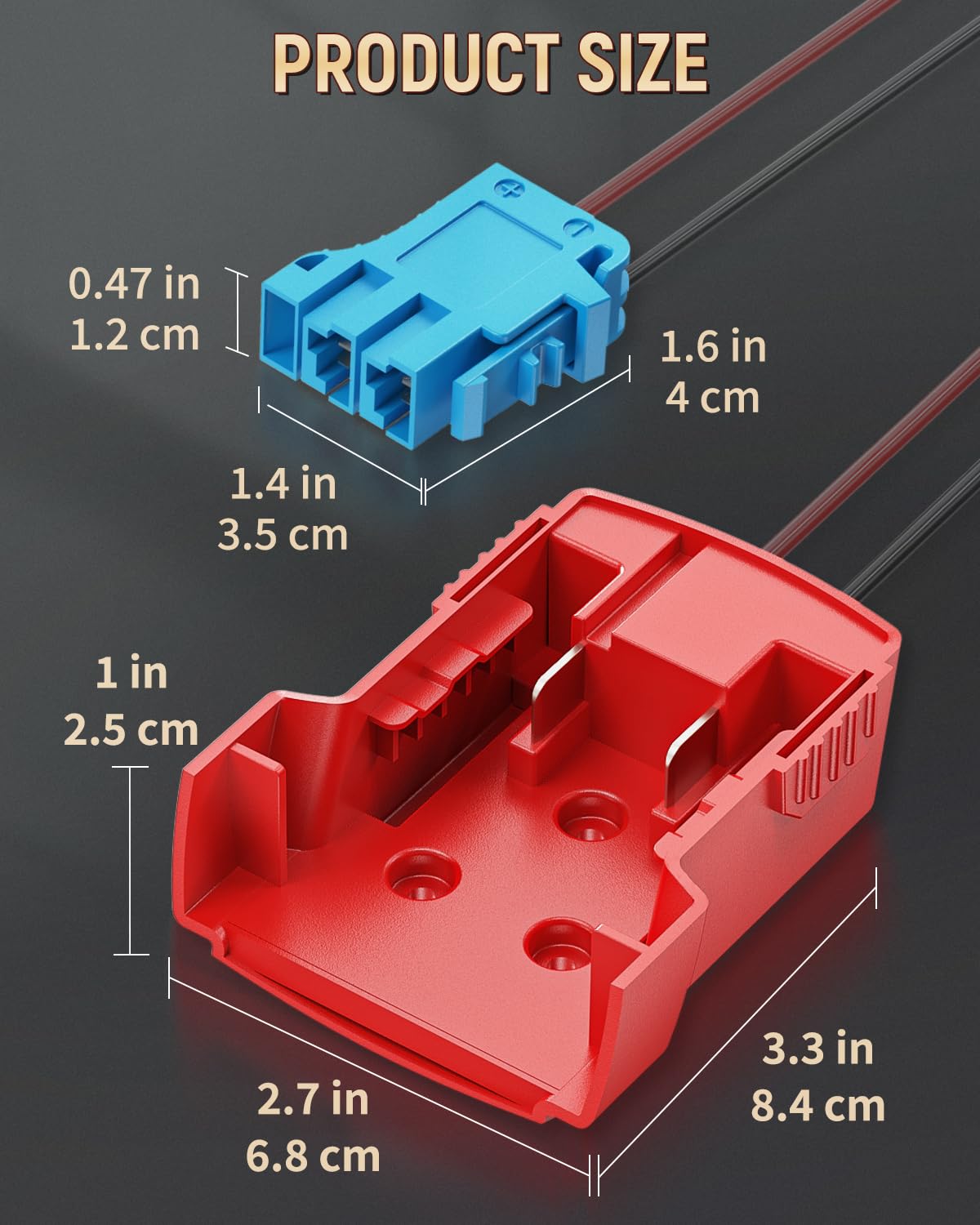 Vibit Peg-Perego Milwaukee Adattatore per batteria Milwaukee M18, adattatore per batteria con connettore originale per cablaggio, adattatore di alimentazione CC per giocattoli da equitazione per