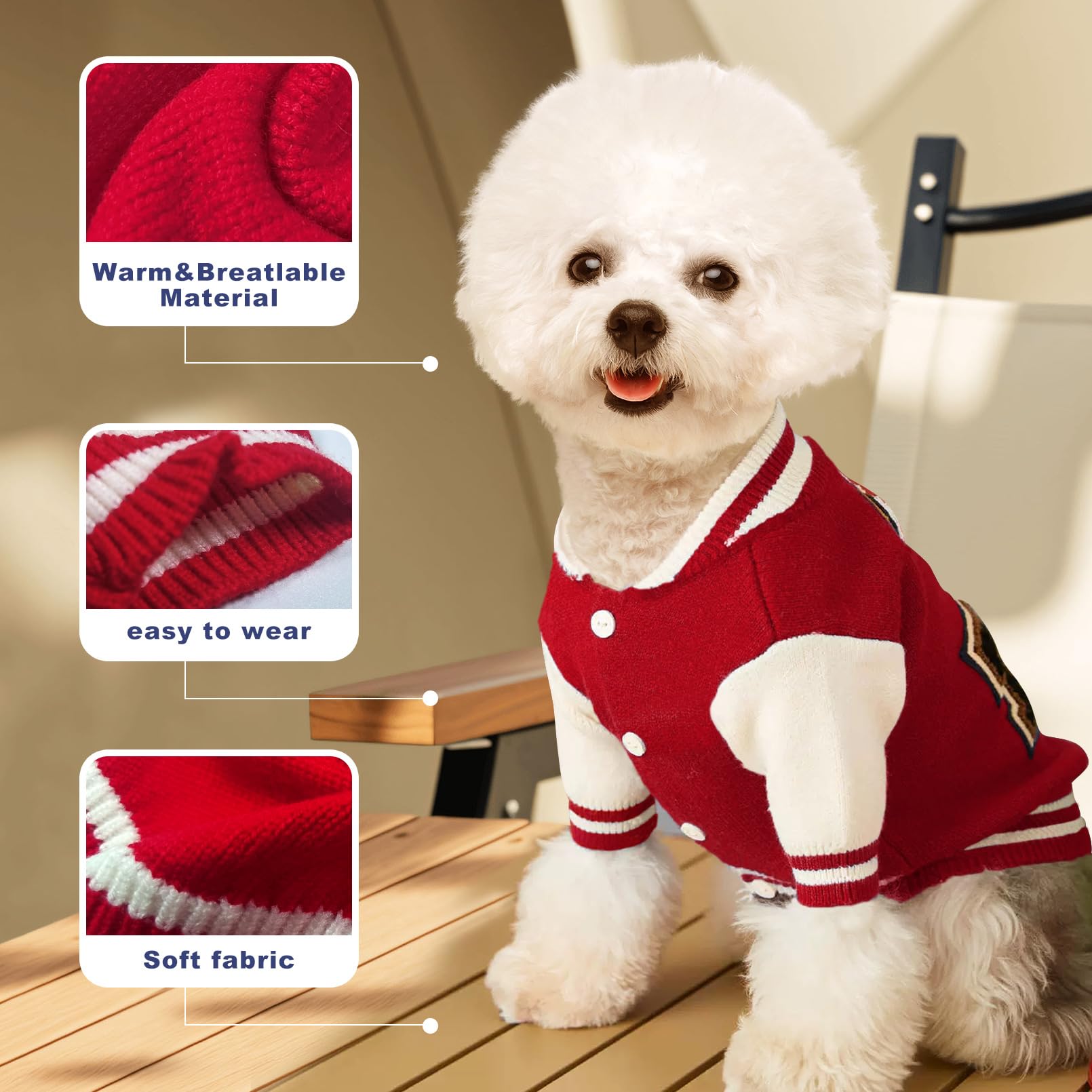Kleiner Hundepullover, warmer Haustierpullover, niedlicher gestrickter klassischer Hundepullover für kleine Hunde, Katzenpullover, Hunde-Sweatshirt, Kleidung, Mantel, Bekleidung (L)