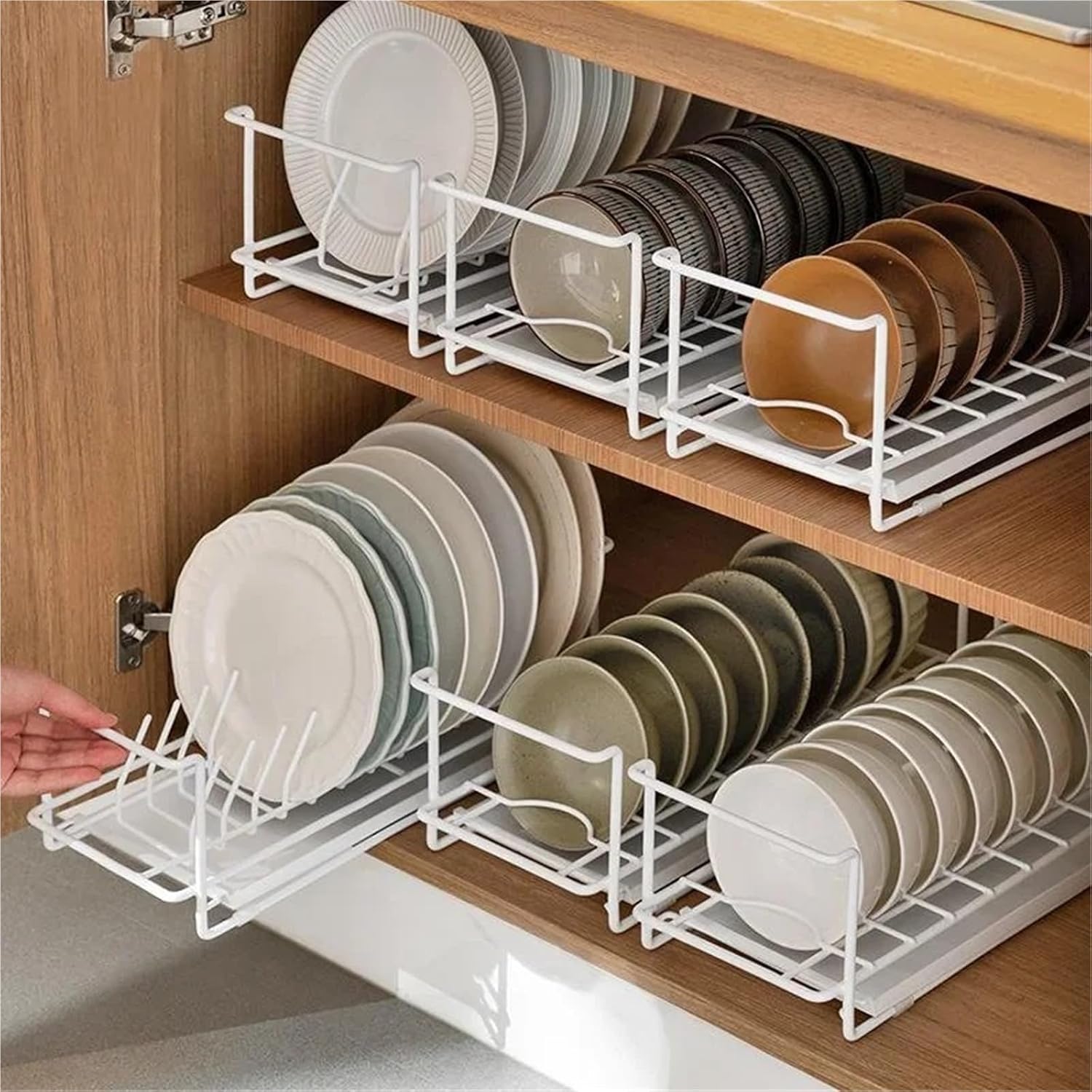 Kitchen Storage Rack Stainless Steel Dish Drainer Storage Shelf Household Sink Dishwashing Rack Organizer Tools(Light yellow)