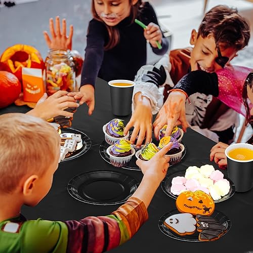 Miniatura 6 de Uiifan Juego de 422 suministros desechables para fiestas, sirve para 60 invitados, platos de papel de 7 pulgadas, 9 pulgadas, vasos, servilletas,