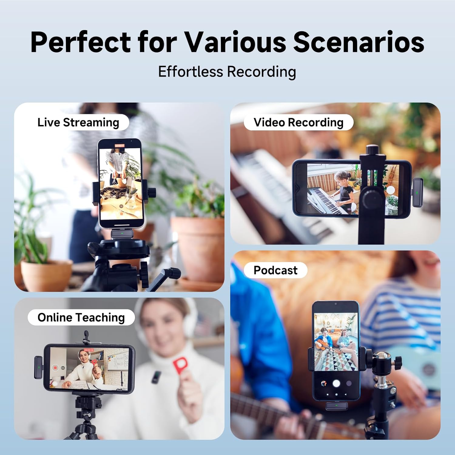 3 in 1 Wireless lavalier Microphone for Camera iPhone Android Phone Mini Microphones,130ft 16h Battery, Noise Canceling Lapel Mic System for Speaker Recording Video Facebook tiktok - Image 8