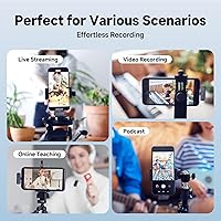 Vista 8 de Micrófono Lavalier inalámbrico 3 en 1 para cámara, iPhone, teléfono Android, mini micrófonos, batería de 130 pies y 16 horas, sistema de micrófono