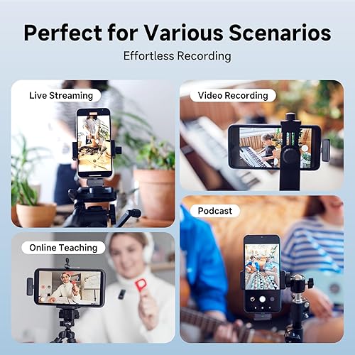 Miniatura 8 de Micrófono Lavalier inalámbrico para Android iPhone15 16 pro PC, batería de 48 horas, rango de 131.2 ft, cancelación de ruido de 3 niveles y