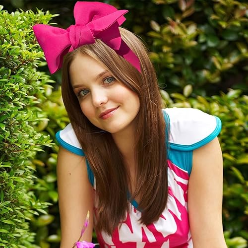 Miniatura 6 de IHEOJAOC Diademas de lazo súper grandes, diademas de color rosa intenso para mujeres y niñas, diadema de diseño de princesa, turbante, accesorios