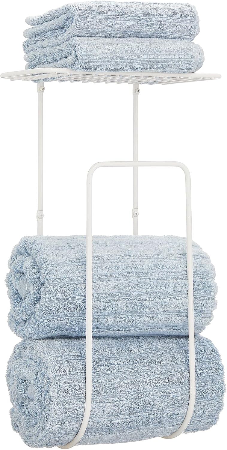 mDesign Steel Wall Mount Towel Rack Holder Organizer with