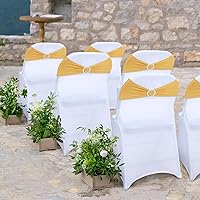 Vista 2 de LEBENGURU Bandas para silla de elastano doradas, 30 lazos elásticos de alta calidad con deslizadores para decoración de banquete de boda, fiesta