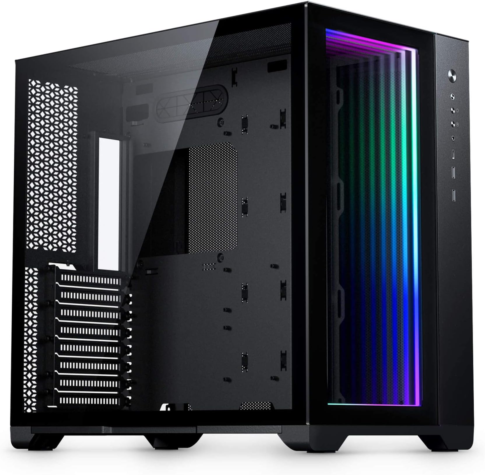 MagniumGear (MG-NE620QI_DBK02) NEO Qube 2 IM, Dual Chamber ATX Mid-Tower, Digital-RGB Infinity Mirror Front Panel, Front I/O USB Type C, Tempered Glass Panels, Black