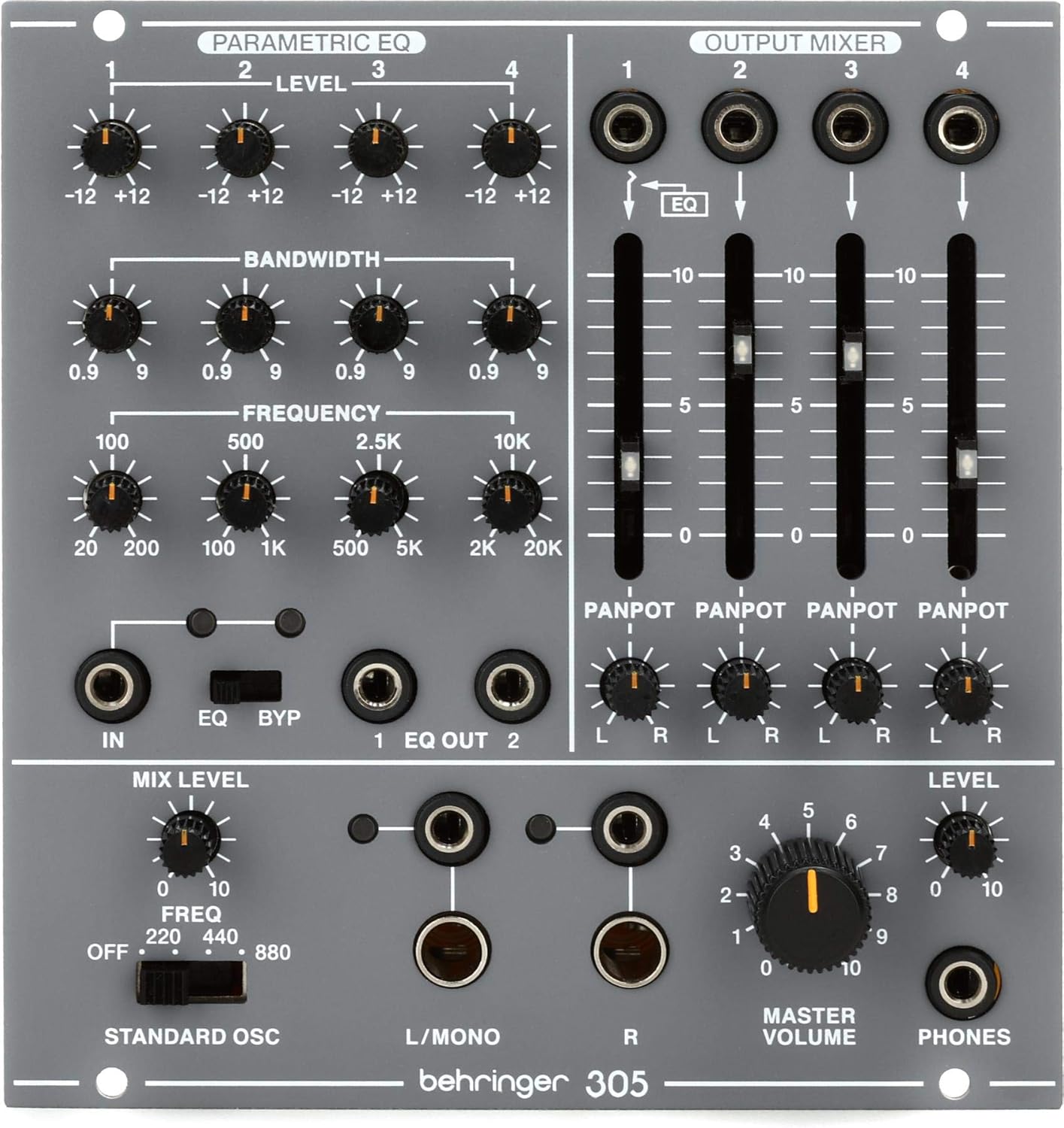 Behringer 305 EQ/MIXER/OUTPUT Legendary Analog Parametric EQ, Mixer and Output Module for Eurorack