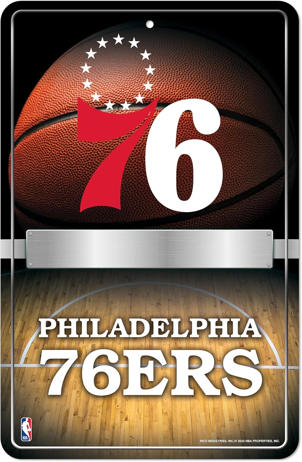 Rico Industries NBA Basketball Standard Personalized 11" x 17" Large Metal Home Decor Sign