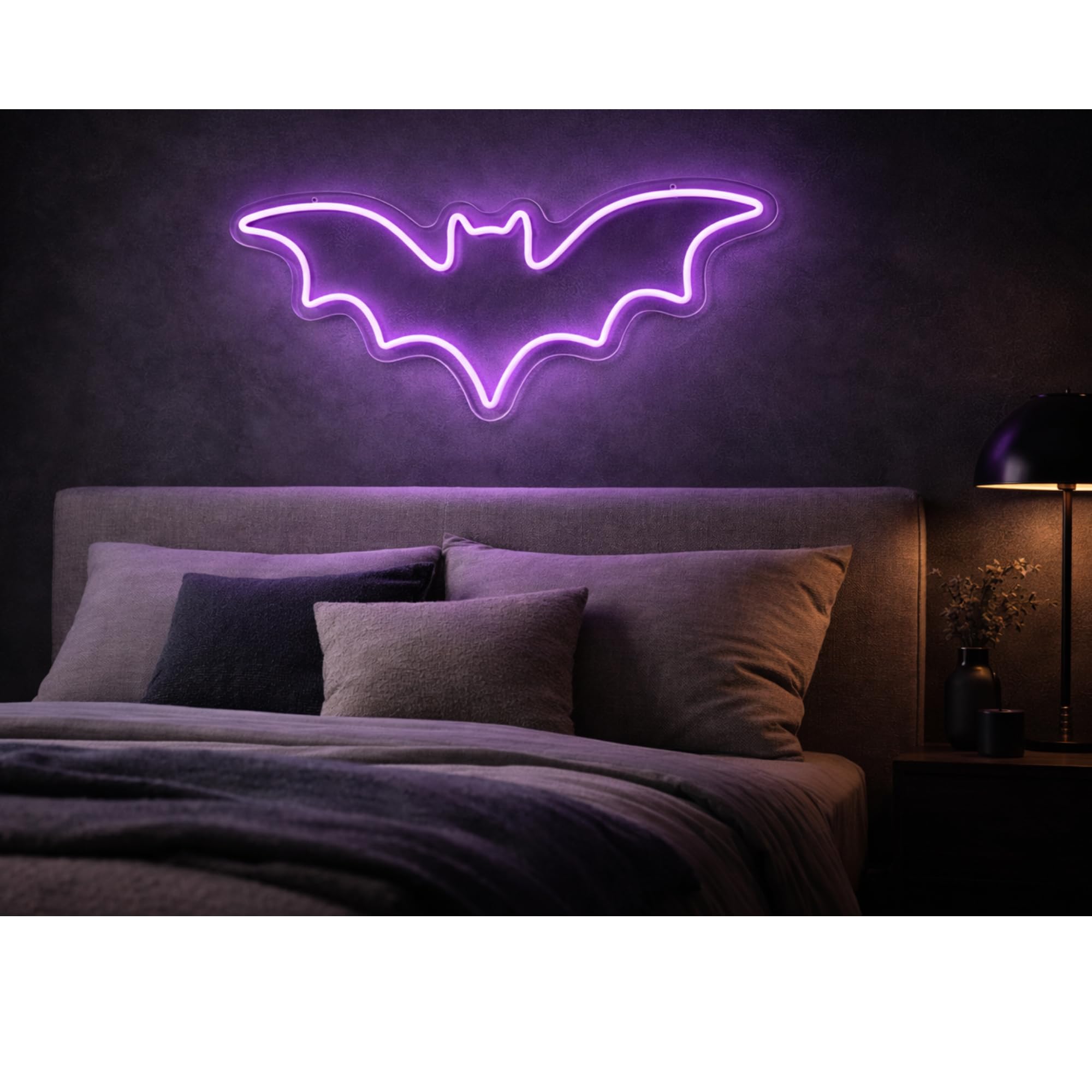Neón Murciélago LED Grande (50x20 cm) | Cartel Luminoso Dimerizable Gaming Profesional | Decoración Setup Streamer