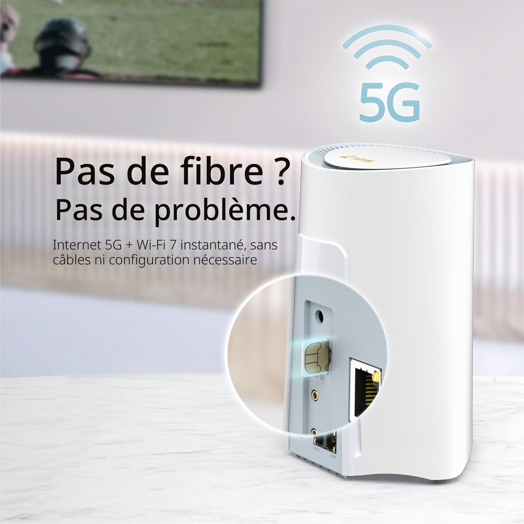 D-Link G572 Routeur 5G NR Wi-FI 7 BE7200 – Ultra-Rapide 7,01 Gbit/s 5G, 7200 Mbit/s Wi-FI 7, Port WAN 2.5G, Basculement Auto-WAN, Support antennes TS-9, Configuration Facile Via l’app Falcon