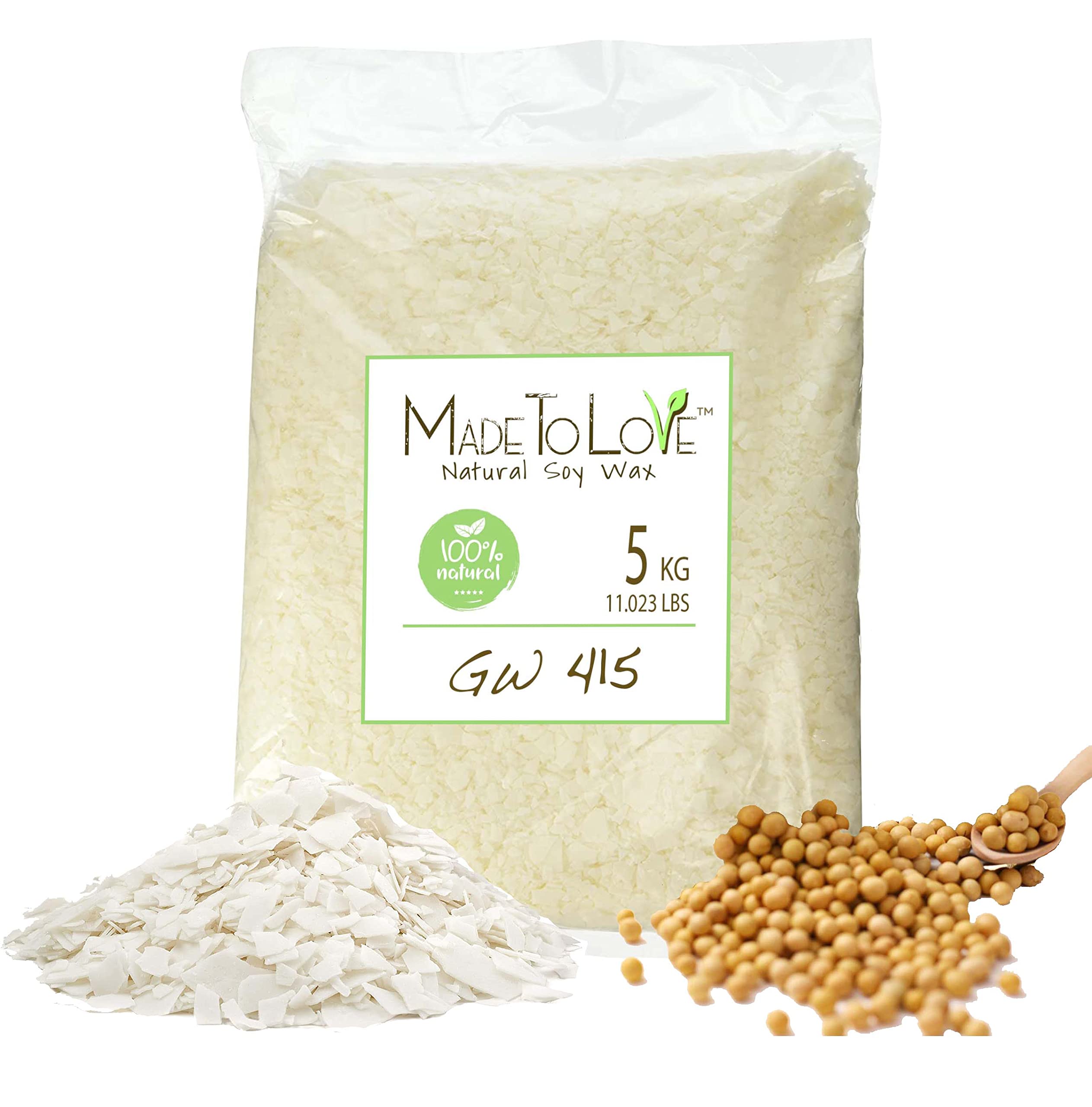 Made To Love Natural Candles 415 Soy Wax | Soy Wax Flakes for Making and DIY Projects | All- | Paraffin-Free | Making Supplies (5 Kg)