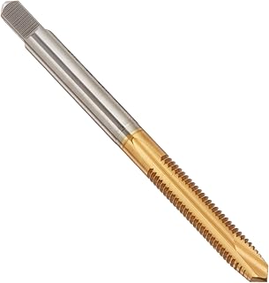 YG-1 J1 Series Vanadium Alloy HSS Spiral Pointed Tap, TiN Coated, Round Shank with Square End, Plug Chamfer, 6-32 Thread Size, H3 Tolerance