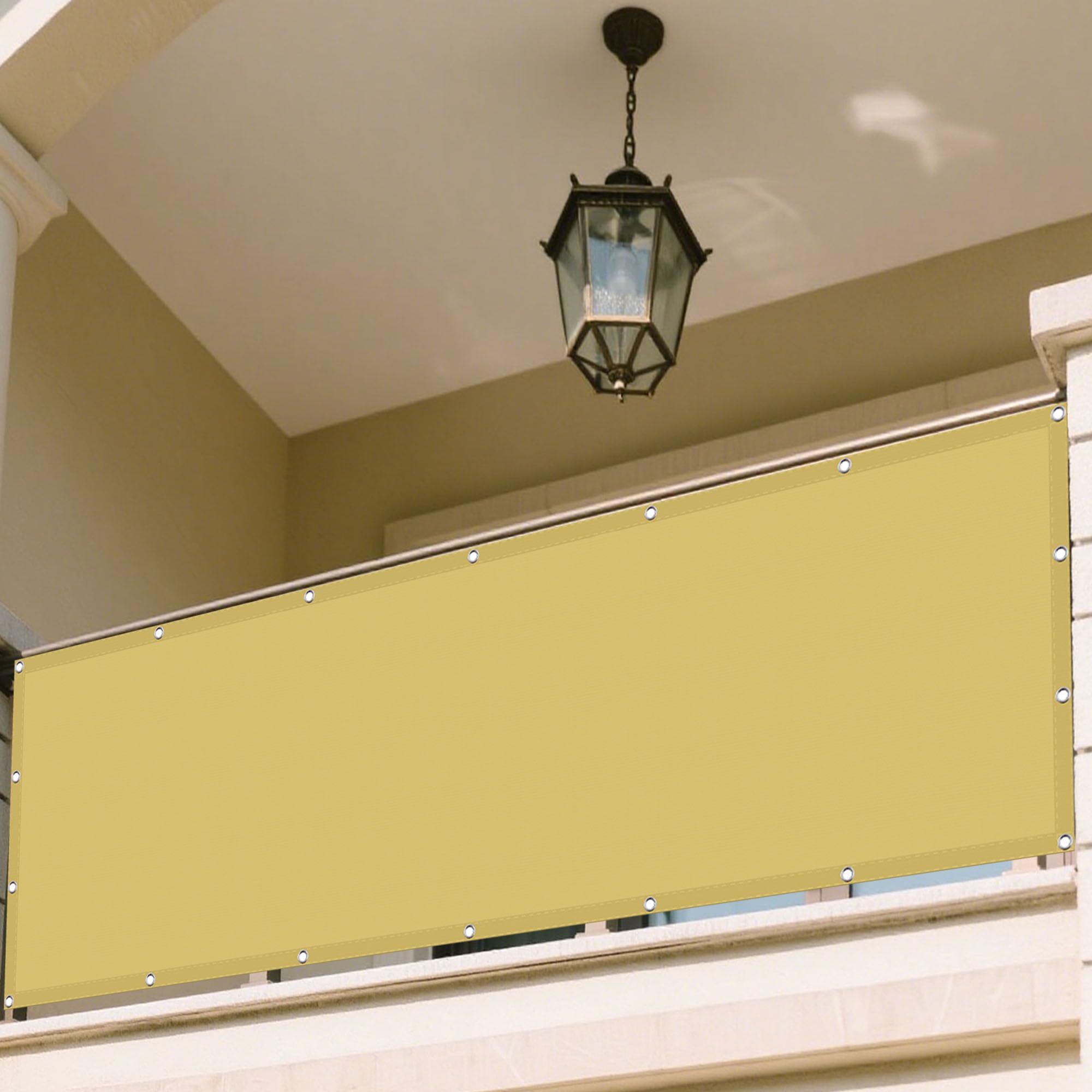 Voile d'ombrage 1,3x4,5m imperméable jaune sable pour balcon et terrasse