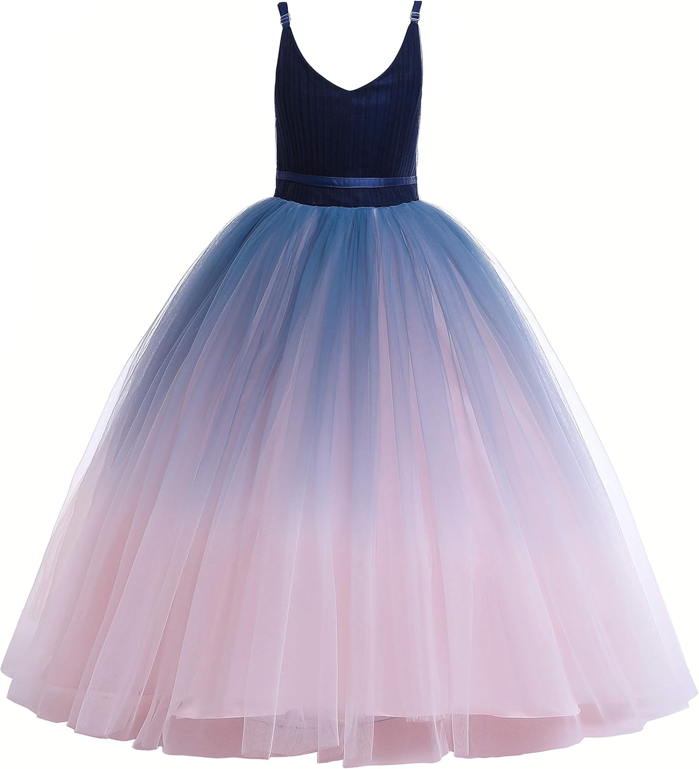 Glamulice Flower Girls Spaghetti Strap Tulle Dress Long A Line Wedding Pageant Dresses Princess Birthday Party Ball Gown