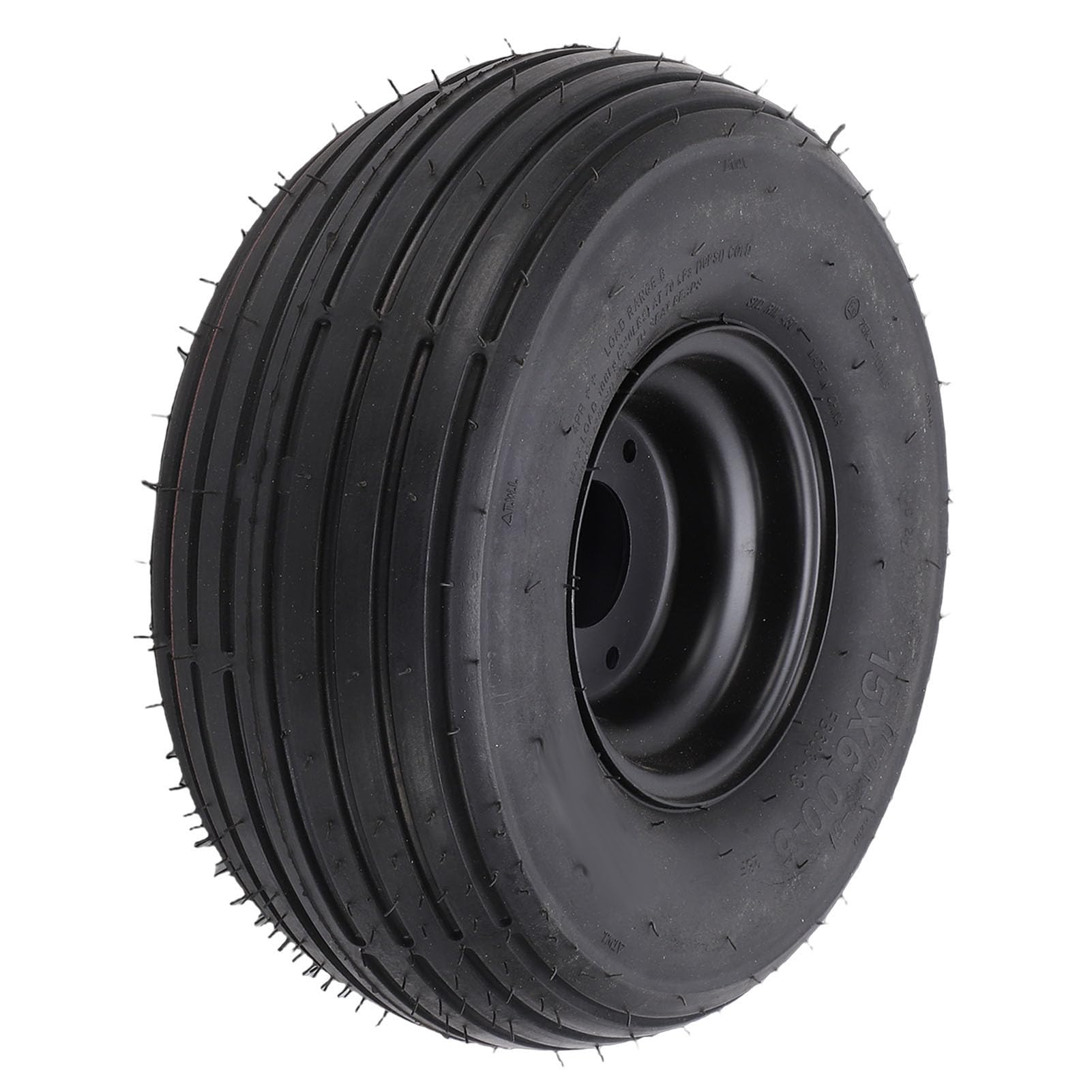 Conjunto de Neumático y Rueda 15x6.00-6, Neumático de Cortacésped Resistente para Tractor Jardín, Rendimiento Confiable y Fácil Instalación, Ajuste Universal