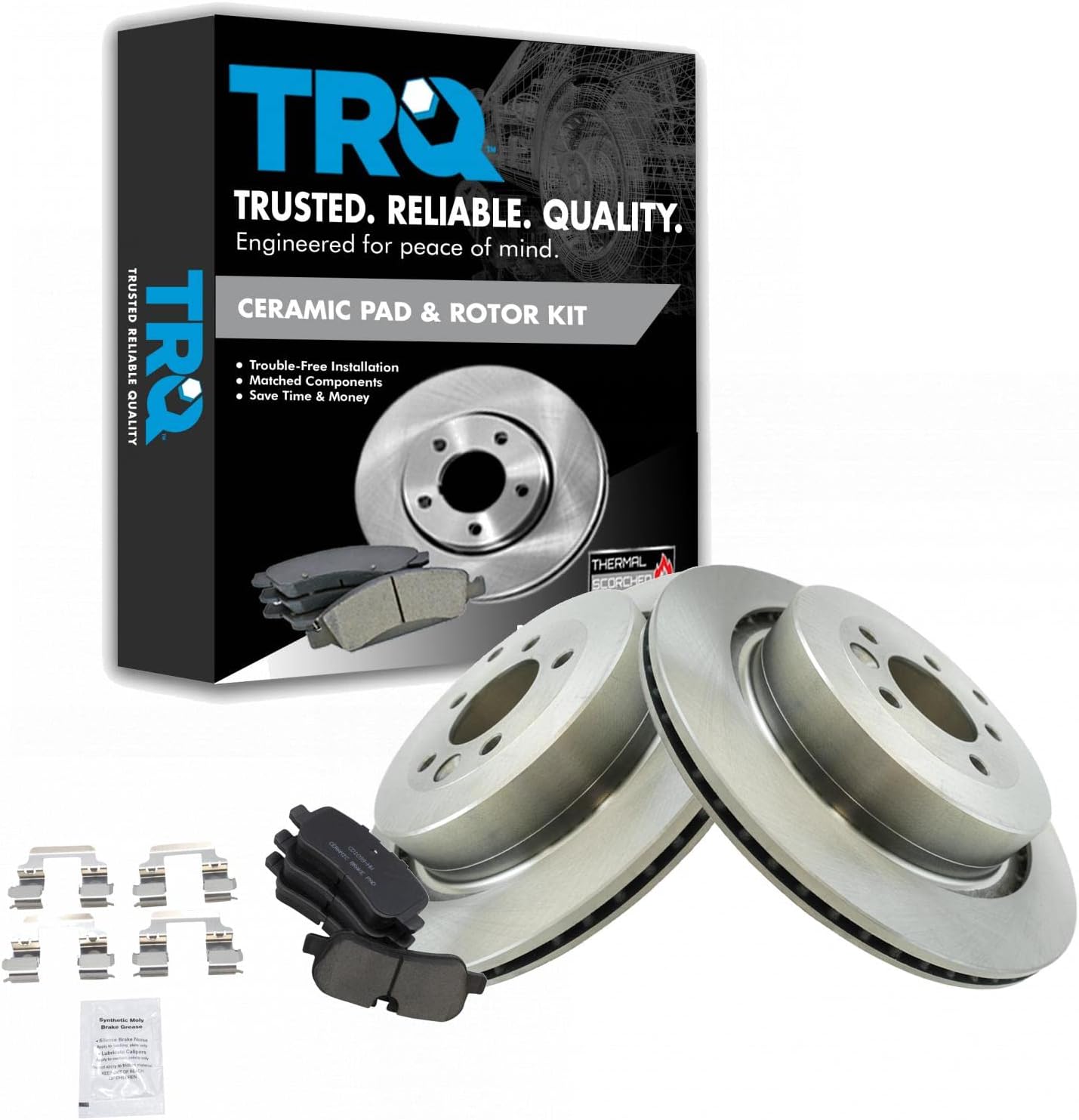 TRQ Rear Brake Pad & Rotor Kit for LR3 LR4 Range Rover Sport