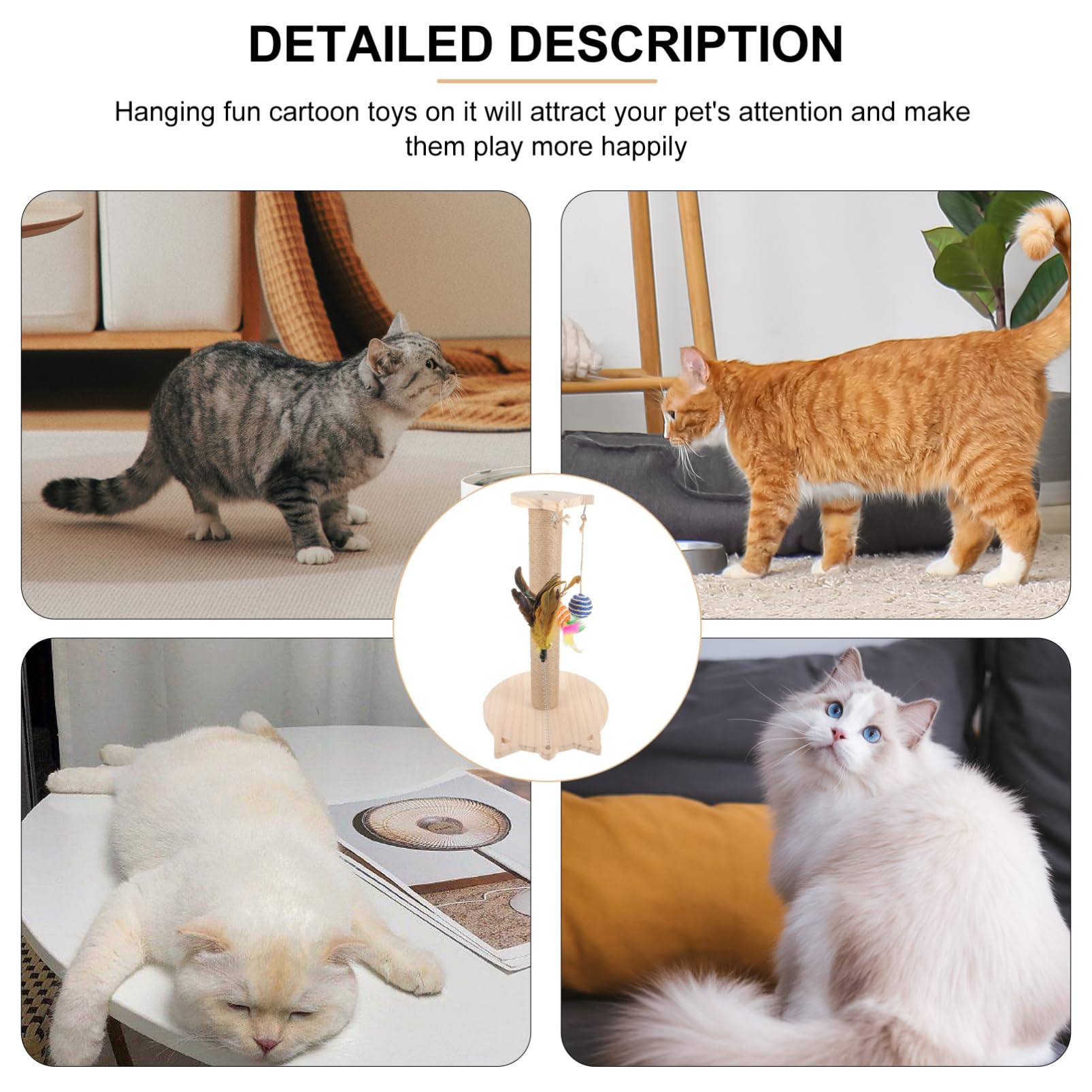 FRCOLOR De Gato Vertical De Natural De Casa para Gatos Juguete Interactivo con Teaser Diseño Seguro y Cómodo De Limpiar y Mantener