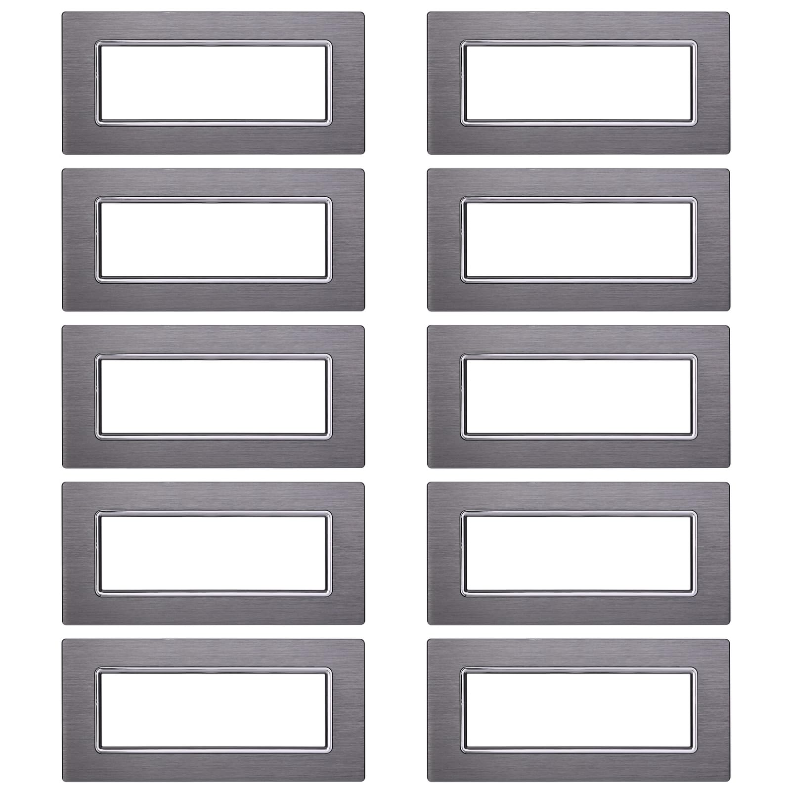 CONFEZIONE DA 10 PLACCHE IN ALLUMINIO, 7 MODULI/POSTI, COMPATIBILE CON BTICINO LIVING, COLORE ARGENTO, ALTA QUALITA', STILE ELEGANTE E MODERNO, PLACCA PER INTERRUTTORI/PRESE, SERIE CIVILE
