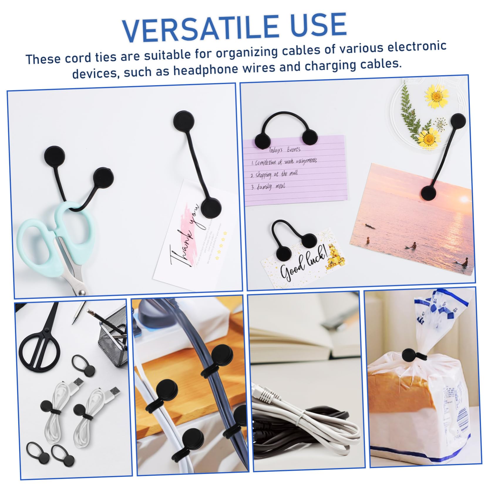 VILLCASE 50piezas Organizador De Cables De Silicona De Reutilizables Sujetacables Magnéticos Para Electrónica Sin Enredos y Fácil De Usar Para Oficina y Hogar