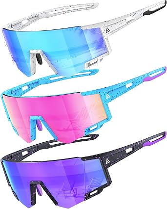 NSSIW Kids Sunglasses Youth Baseball Softball Sunglasses for Boys Girls Age 4-14 UV400 Protection Cycling Sports 3 Pack