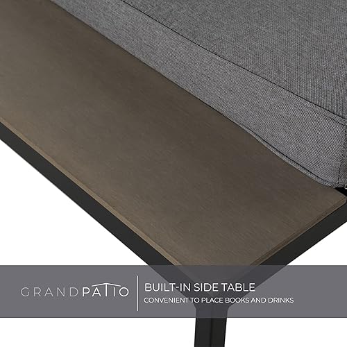 Miniatura 3 de Grand patio Juego de sofá modular para exteriores, juego de conversación de marco de aluminio con cojín y mesa auxiliar lateral integrada de grano