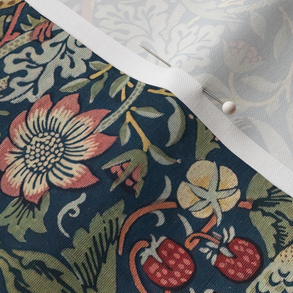 Spoonflower Fabric - Strawberry Thief William Morris Floral Vintage Arts and Crafts Printed on Petal Cotton Fabric by The Yard - Sewing Quilting Apparel Crafts Decor