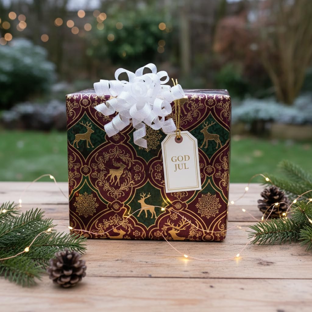 CT CRAFT LLC Iridescent Pearl Metallic Burst Curly Ribbon Bow 4" Wide x 6 Counts Gift Wrapping Pre-Tied Self-Adhesive Tab for Birthday Present Box Wine Bottle Baby Shower Party Christmas Hanukah - Image 2