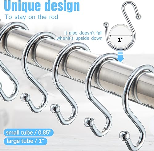 Miniatura 4 de Anillos de ganchos para cortina de ducha, ganchos de ducha para cortinas de ducha, anillos decorativos de metal en forma de S a prueba de óxido,