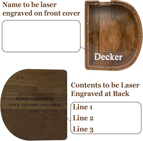 Miniatura 2 de Alcancía de Madera Personalizada de 12" Extra Grande con Forma de Letra para Niños y Niñas, (Nombre Grabado con Láser) Alcancía Personalizada con