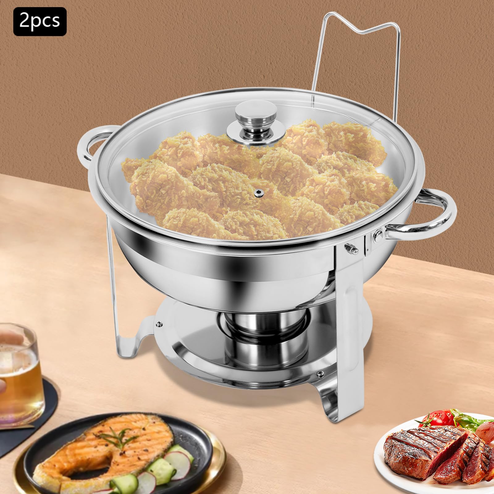 2 scaldavivande Buffetware Chafing Dish Argento con funzione di mantenimento del caldo adatto per buffet feste e alberghi