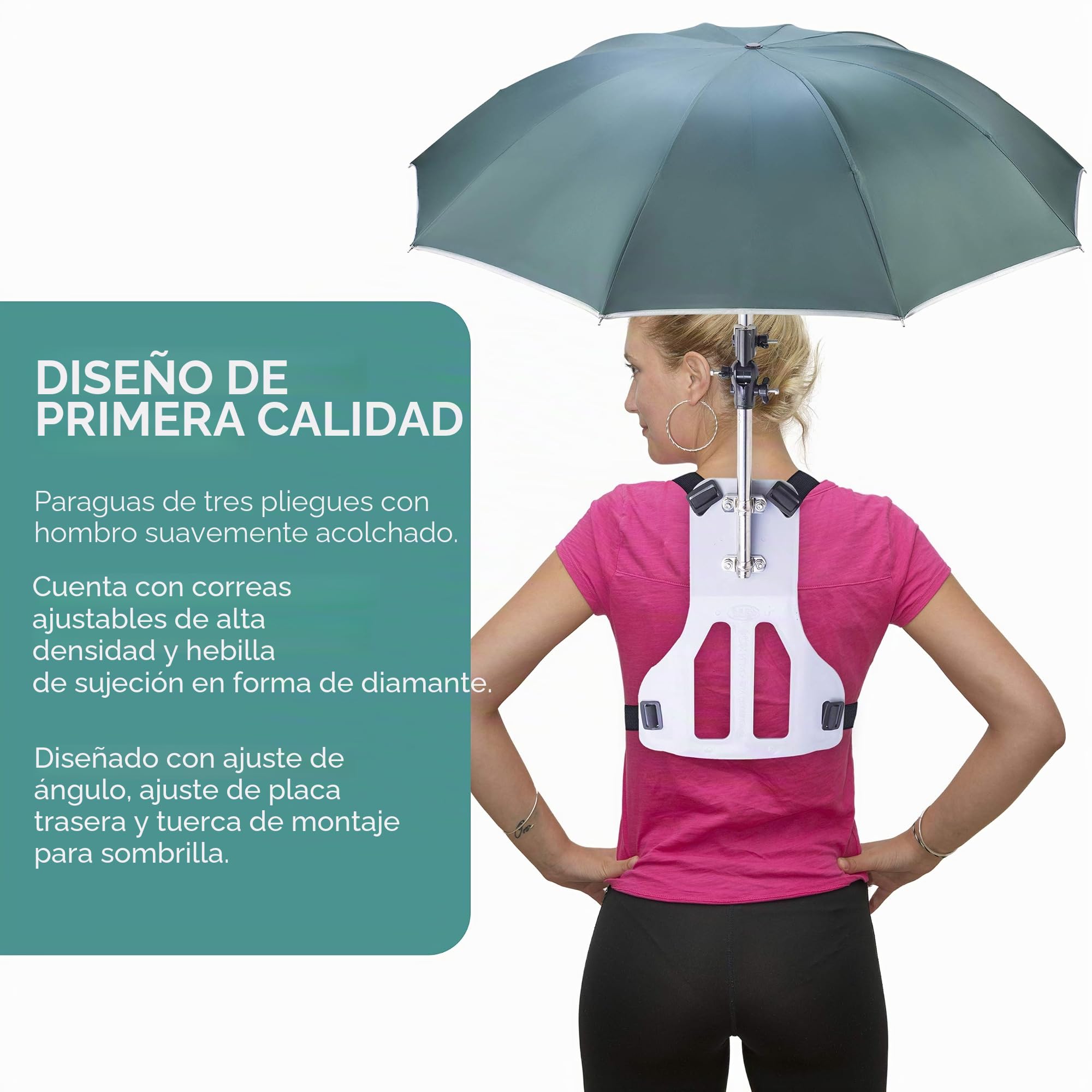Primo Supply Paraguas manos libres, bloqueador de lluvia y sol, pesca, uso al aire libre, correr, trotar, obtener sombra y evitar tardes calientes al aire libre y quemaduras solares UV | Verde