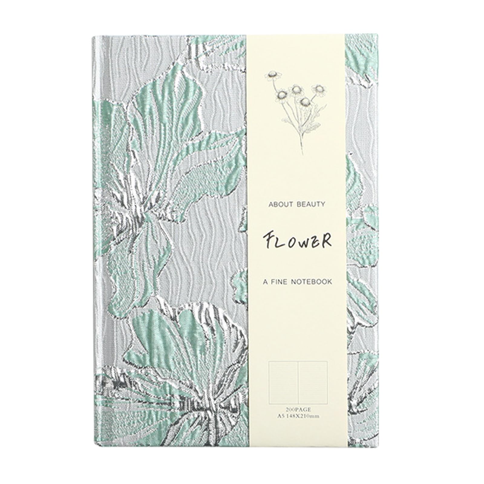 Vfrdsa Green Floral Journal for Women - Pretty Hardcover A5 Notebook, 180° Lay-Flat Lily Flower Diary, Self Love Journal for Note-Taking, Daily Writing & Reflection