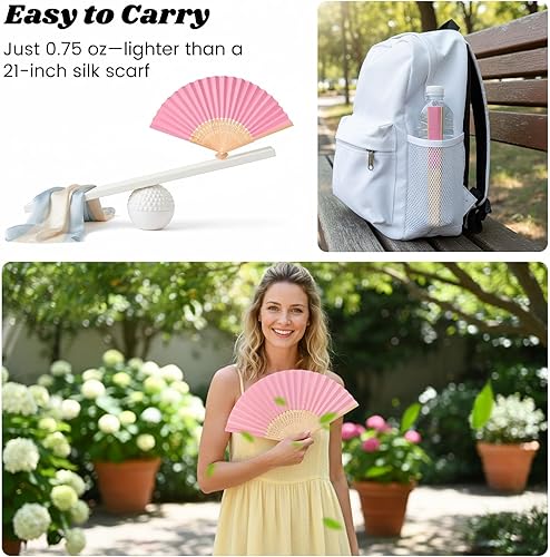 Miniatura 17 de JOHOUSE 12 abanicos de papel blanco de mano – Ventilador de mano plegable de 8.3 pulgadas, ventiladores plegables de mano para mujeres, ventilador
