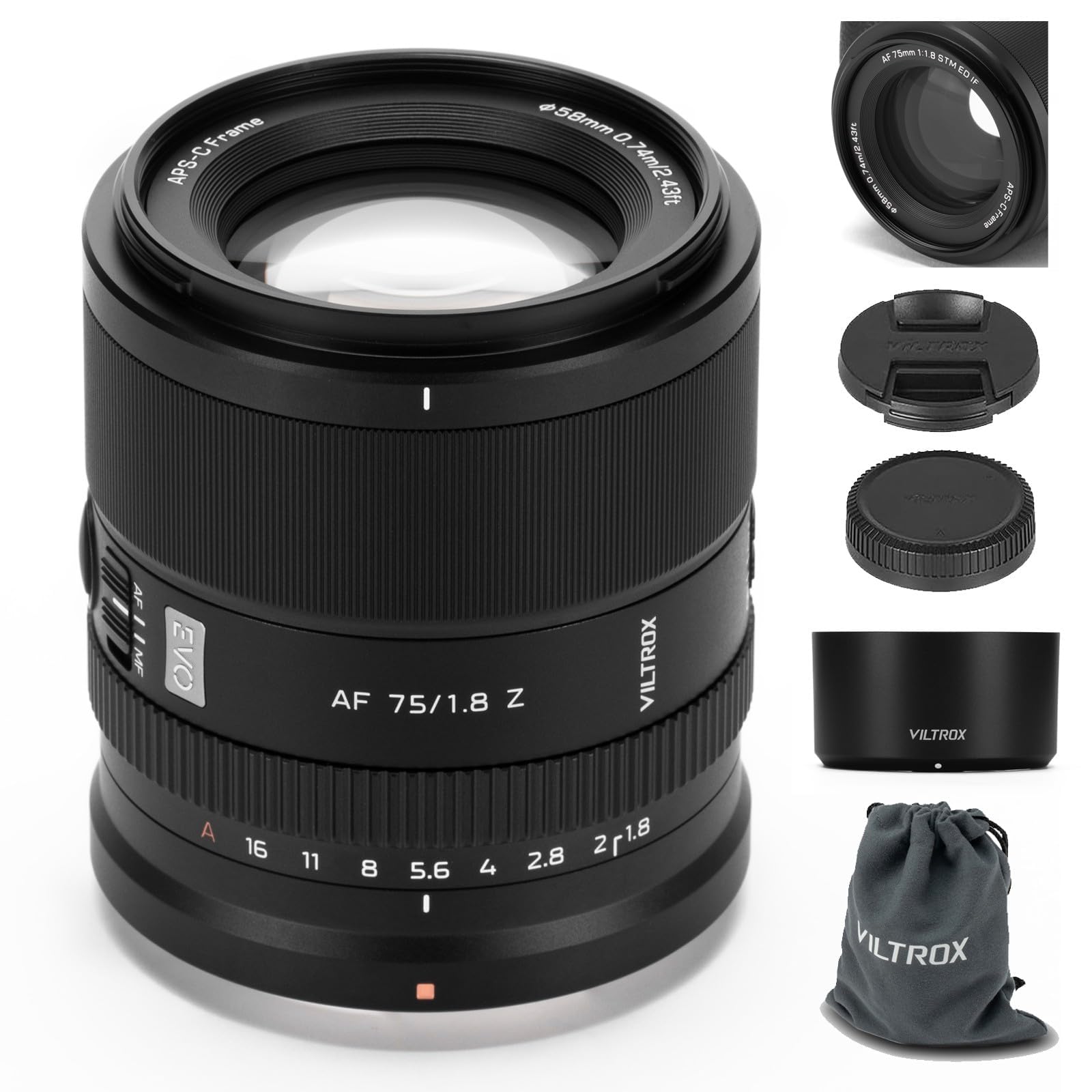 VILTROX 75mm F1.8 EVO Z Lens for Nikon Z, Autofocus APS-C Prime Lens for Nikon Z-Mount Cameras Z30 Z50 Z50II ZFC Z5 Z5II Z6 Z6II Z6III Z7 Z7II Z8 Z9 ZF ZR