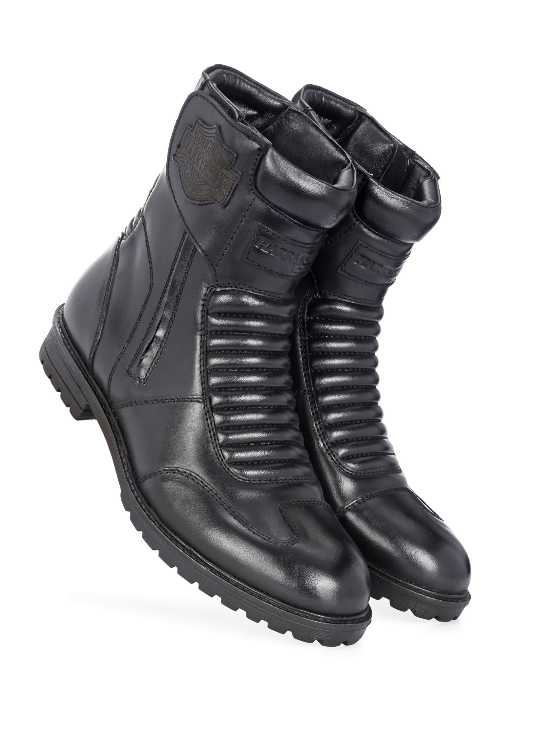Harrykson London Mens Black Side Zipper Biker Motorcycle Leather Riding Boot with rugged sole Boots For Men (B0DFM9D7L3) Amazon Price History, Amazon Price Tracker