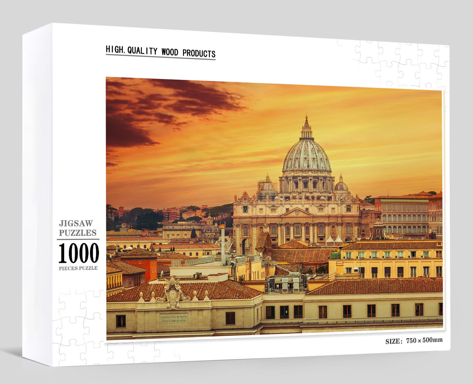 Casse-tête de 1000 pièces pour adultes - Vue d'horizon du Vatican de Rome - En bois de qualité supérieure - Impression claire