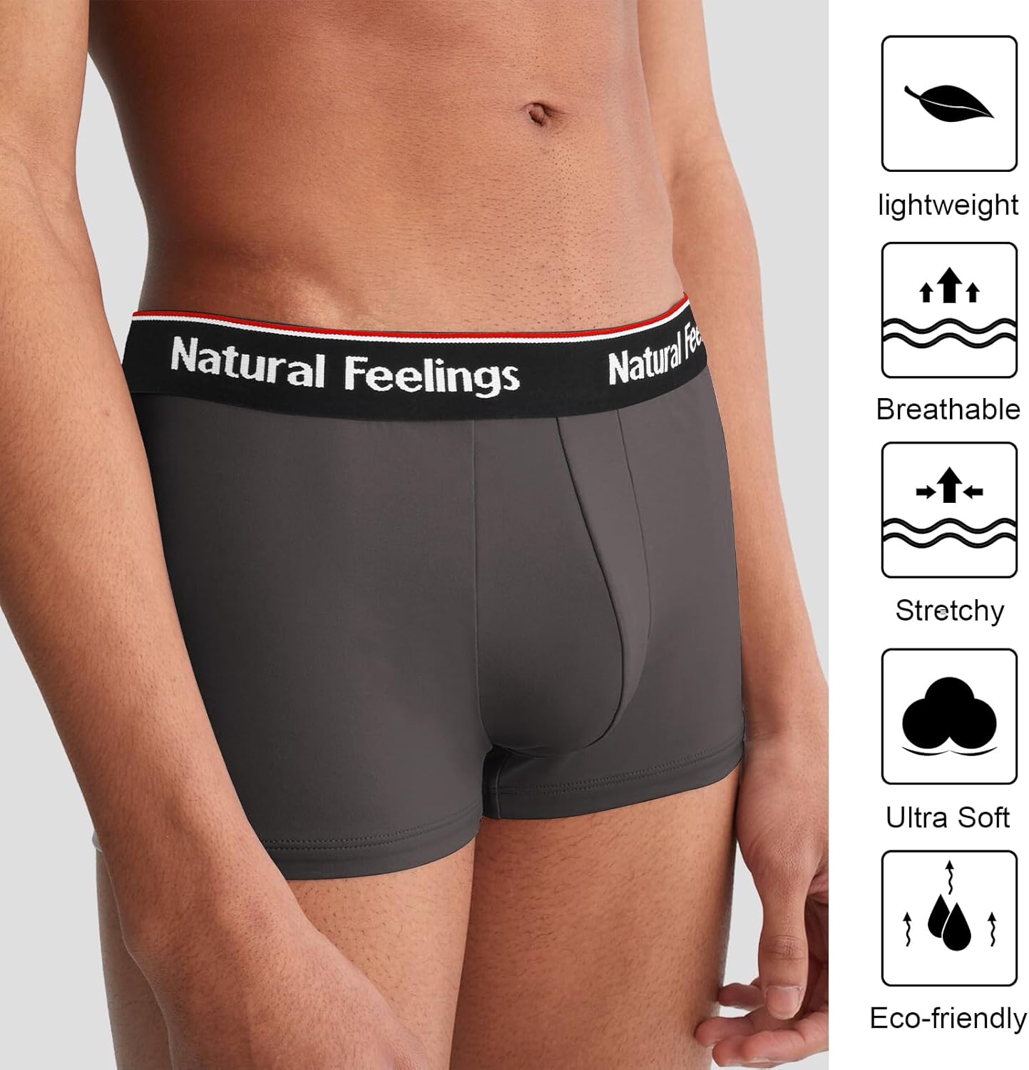 Natural Feelings Mens Underwear Boxer Briefs Pouch Trunks Underwear for Men 1.5" No Fly Boxer Trunks 4-Pack - Image 5