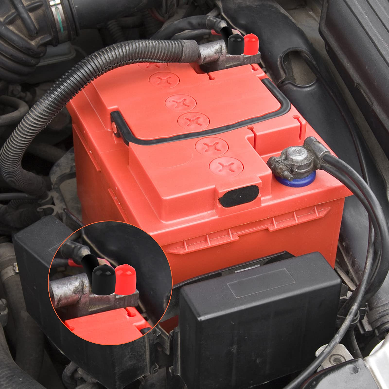 Coperchio del Terminale della Batteria, 20 Pezzi Terminali della Batteria Isolati per Tutti i Tipi di Auto, Coperchio del Terminale della Batteria dell'auto è Realizzato in Plastica Pvc Resistente